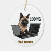 Coding Siamese Cat Cartoon Keramisch Ornament (Links)