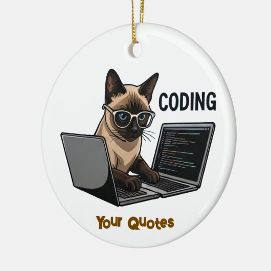 Coding Siamese Cat Cartoon Keramisch Ornament (Links)