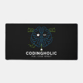 Codingholic Tech Brain Donkere programmeur en code Bureaumat (Voorkant)