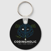 Codingholic Tech Brain Donkere programmeur Sleutelhanger (Voorkant)