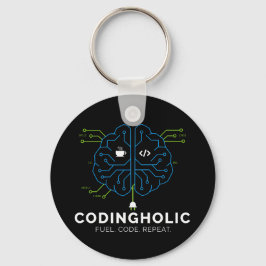Codingholic Tech Brain Donkere programmeur Sleutelhanger