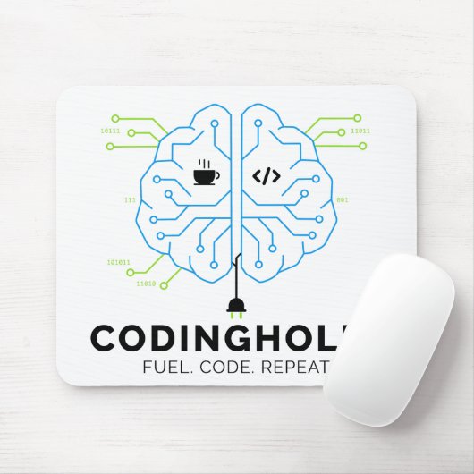 Codingholic Tech Brain Programmer | Developer Gift Muismat (Met muis)