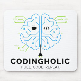 Codingholic Tech Brain Programmer | Developer Gift Muismat