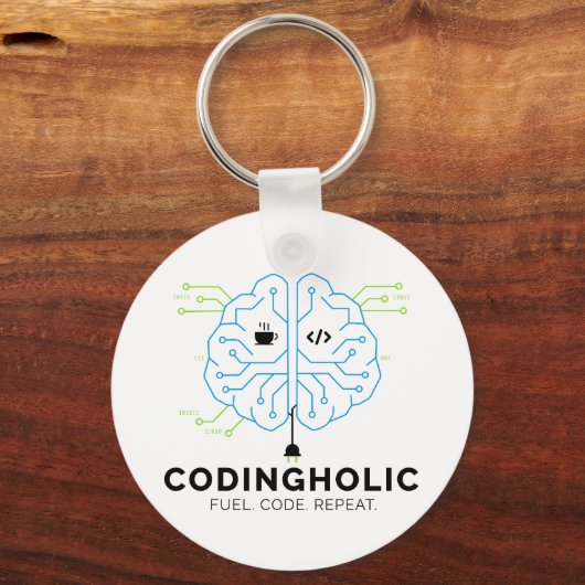 Codingholic Tech Brain Programmer  Sleutelhanger (Voorkant)