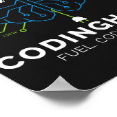 Codingholic Tech Brain Programmeur Donkere Modus Poster (Hoek)