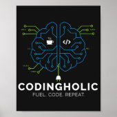 Codingholic Tech Brain Programmeur Donkere Modus Poster (Voorkant)