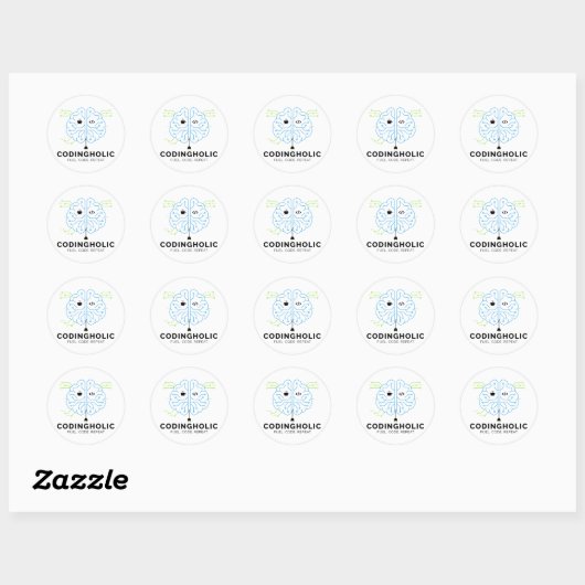 Codingholic Tech Brain Programmeur Ronde Sticker (Vel)