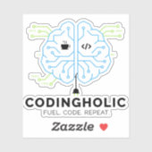 Codingholic Tech Brain Programmeur Sticker (Vel)