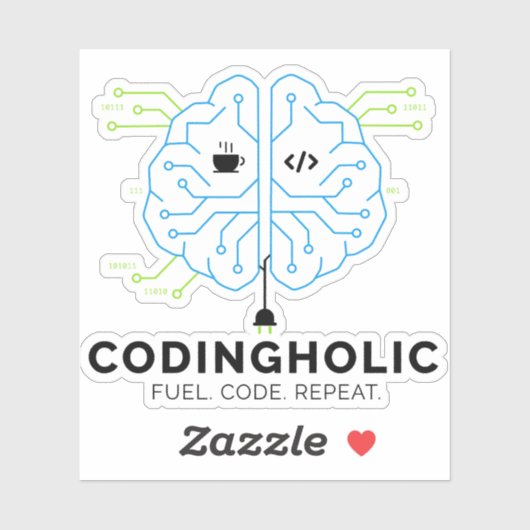 Codingholic Tech Brain Programmeur Sticker (Vel)