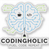 Codingholic Tech Brain Programmeur Sticker (Voorkant)