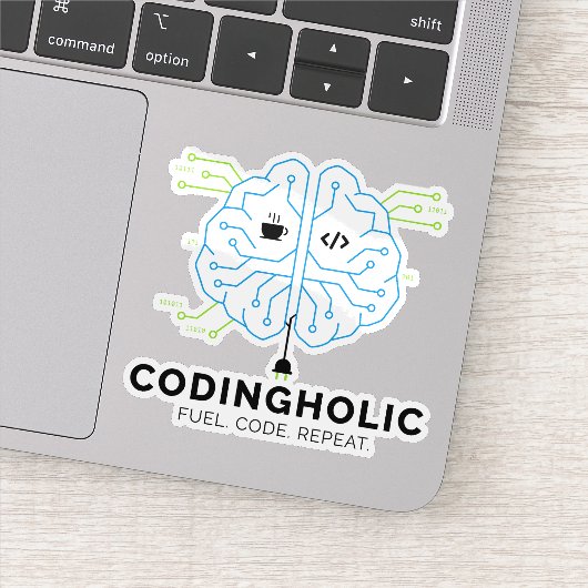 Codingholic Tech Brain Programmeur Sticker (Detail)