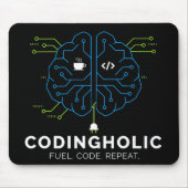 Codingholic Tech Brain Voor Ontwikkelaars Donker Muismat (Voorkant)