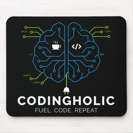 Codingholic Tech Brain Voor Ontwikkelaars Donker Muismat (Voorkant)