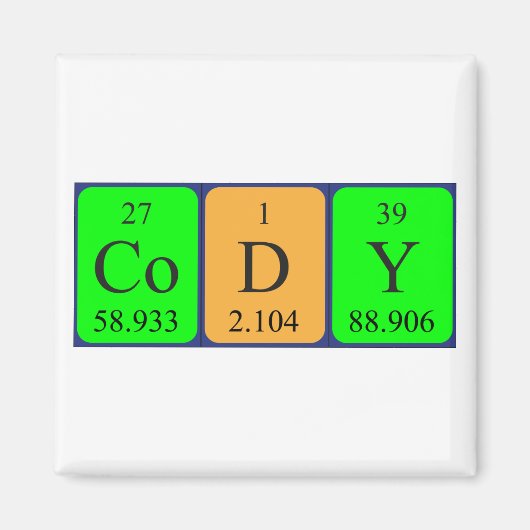 Cody periodieke table name magnet (Voorkant)