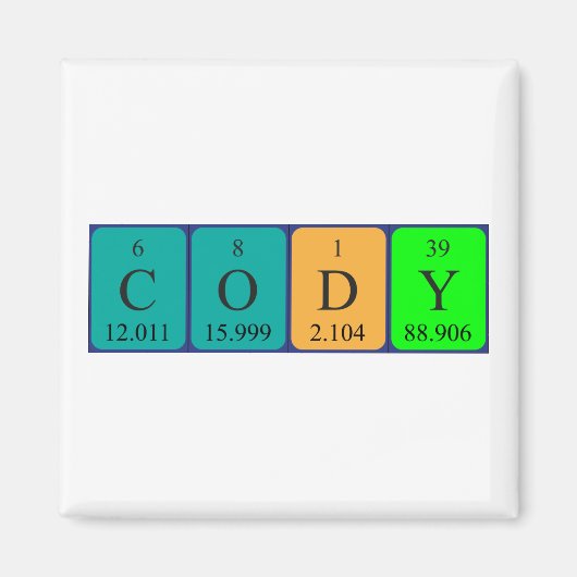 Cody periodieke table name magnet (Voorkant)
