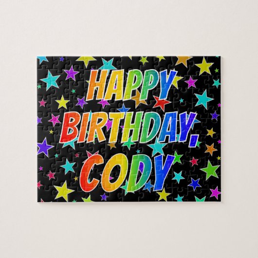 "CODY" Voornaam, geun "HAPPY BIRTHDAY" Legpuzzel (Horizontaal)