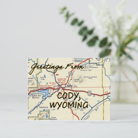 Cody Wyoming  Map Briefkaart (Staand voorkant)