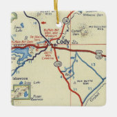 Cody Wyoming Map Keramisch Ornament (Voorkant)
