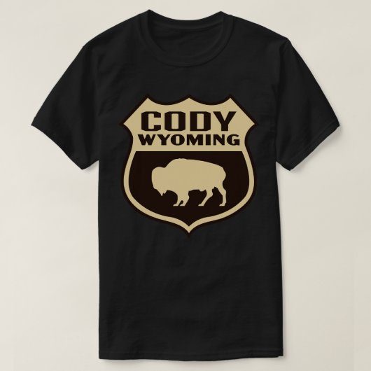 Cody Wyoming Retro Buffalo Shield Tan T-shirt (Design voorkant)