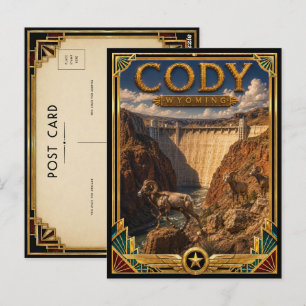 Cody Wyoming Vintage Art Deco Gouden Tijdperk Briefkaart