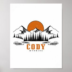 Cody Wyoming Vintage Bergen Usa Amerika Souvenir Poster