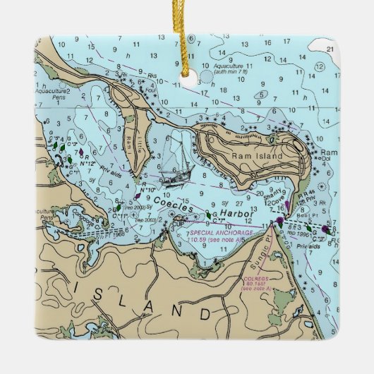 Coecles Harbour Nautical Christmas Keramisch Ornament (Voorkant)