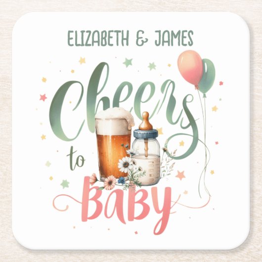 COED Baby Brouwt Bieren Flessen Proost op Baby Kartonnen Onderzetters (Voorkant)