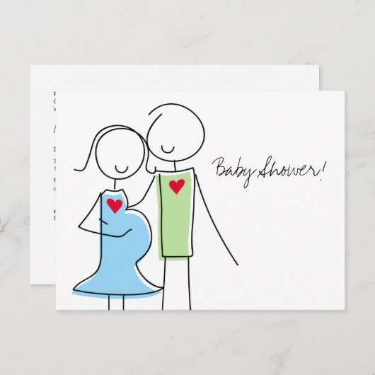 Coed Baby shower, het is een jongetje Uitnodiging Briefkaart (Voorkant / Achterkant)