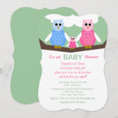 Coed Couples Uilen Baby Meisje Douche Uitnodiging (Voorkant / Achterkant)
