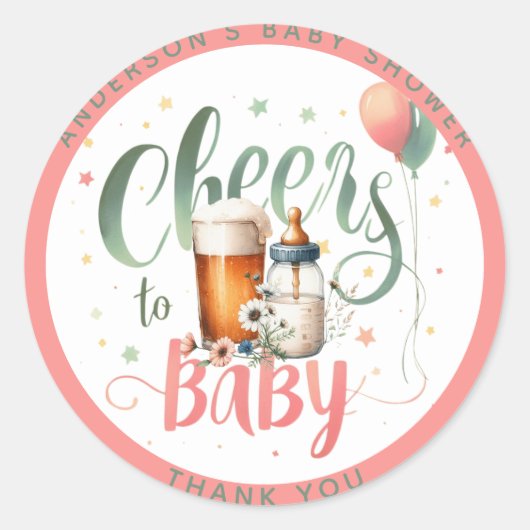 COED Proost op Baby brouwt bieren Flessen Salie Ronde Sticker (Voorkant)