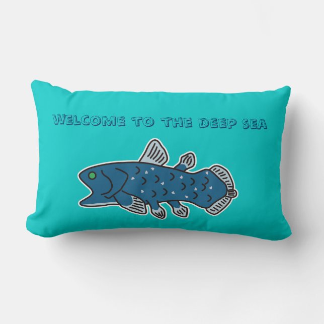 Coelacanth Pillow "WELKOM TO THE DEEP ZEE" Kussen (Voorkant)