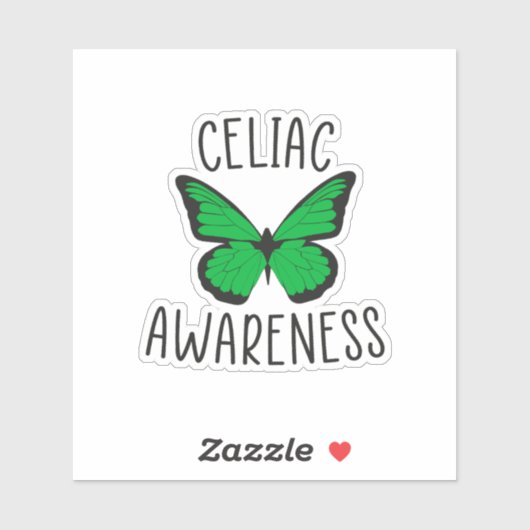 Coeliakie Bewustzijn Vlinder, Groene Lint Sticker (Vel)