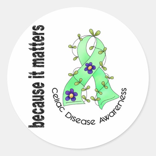 Coeliakie bloemenlint 3 ronde sticker (Voorkant)