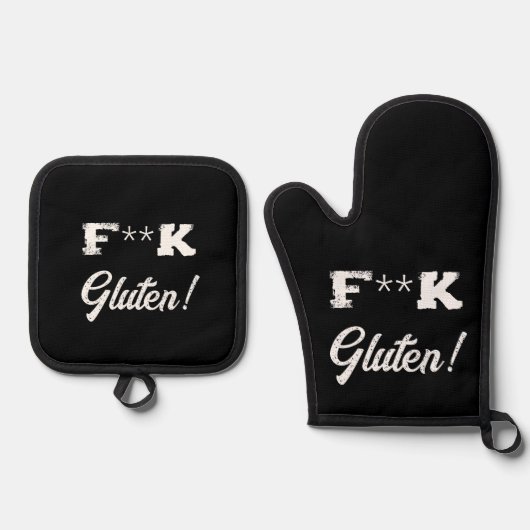 Coeliakie grap, haat gluten grappig ovenwant & pannenlap set (Voorkant)