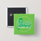Coeliakiebewustzijn 2026 vierkante button 5,1 cm (Voorkant /achterkant)