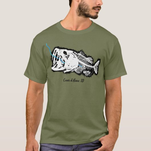 COEUR D'ALENE - ÉÉN BAD BASS GESWALLOWDE IDAHO T-SHIRT (Voorkant)