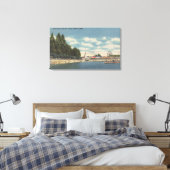 Coeur d'Alene, ID - Uitzicht van City Beach & Pier Canvas Afdruk (Insitu (Slaapkamer))