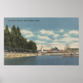Coeur d'Alene, ID - Uitzicht van City Beach & Pier Poster (Voorkant)