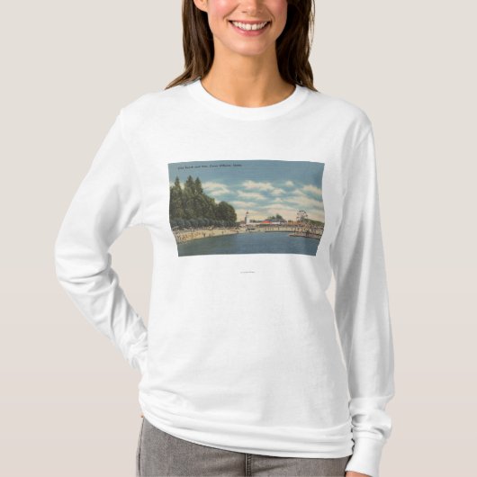 Coeur d'Alene, ID - Uitzicht van City Beach & Pier T-shirt (Voorkant)