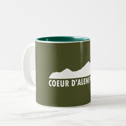 Coeur d'Alene Idaho Alsjeblieft Tweekleurige Koffiemok (Voorkant links)