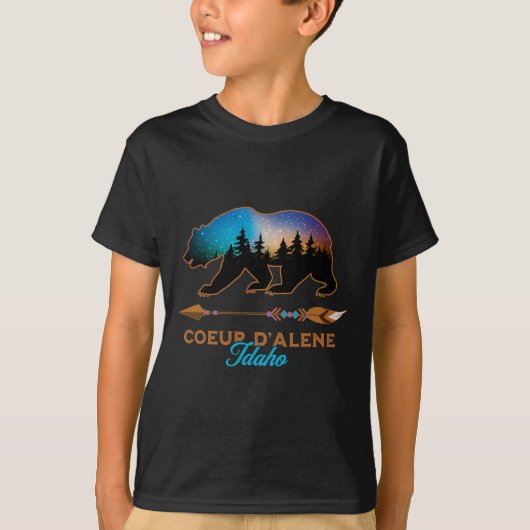 Coeur D'alene Idaho Bear Starry Night Travel Souve T-shirt (Voorkant)