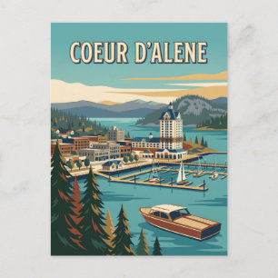 Coeur d'Alene Idaho Lake Resort Vintage Poster Briefkaart
