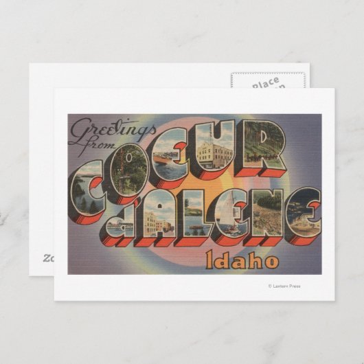 Coeur d'Alene, Idaho - Large Letter Scenes Briefkaart (Voorkant / Achterkant)