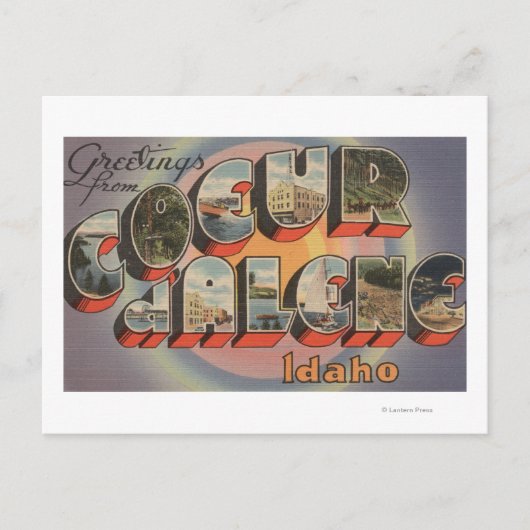 Coeur d'Alene, Idaho - Large Letter Scenes Briefkaart (Voorkant)