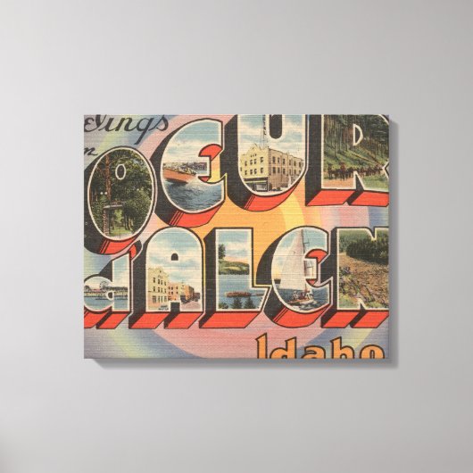 Coeur d'Alene, Idaho - Large Letter Scenes Canvas Afdruk (Voorkant)