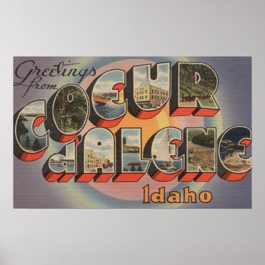 Coeur d'Alene, Idaho - Large Letter Scenes Poster (Voorkant)