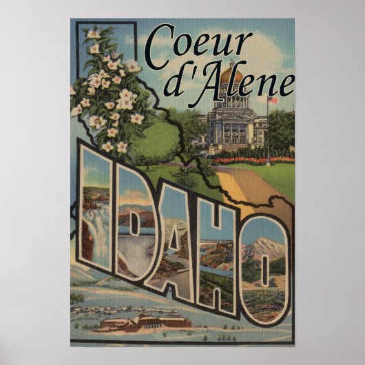 Coeur d'Alene, Idaho - Large Letter Scenes Poster (Voorkant)