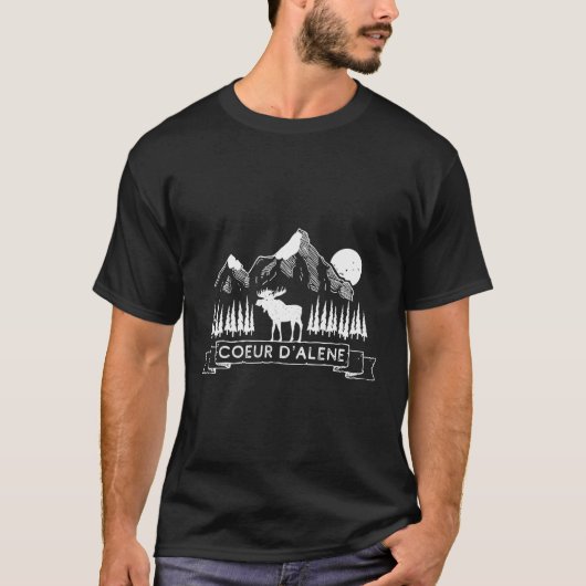 Coeur d'Alene Idaho Mountain Moose Gift Coeur d'Al T-shirt (Voorkant)
