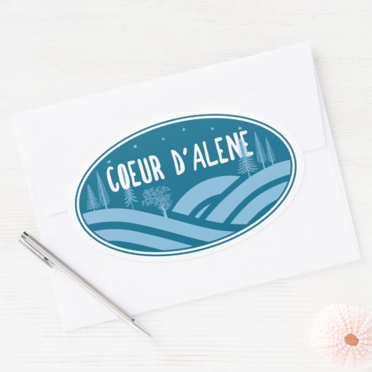 Coeur d'Alene Idaho Outdoors Ovale Sticker (Envelop)
