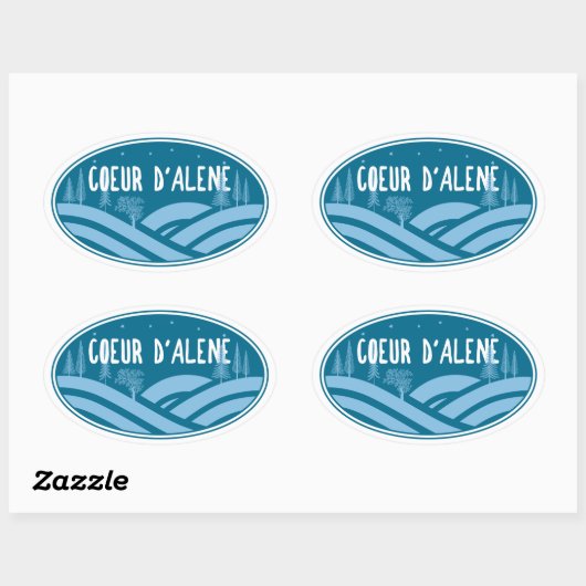Coeur d'Alene Idaho Outdoors Ovale Sticker (Vel)